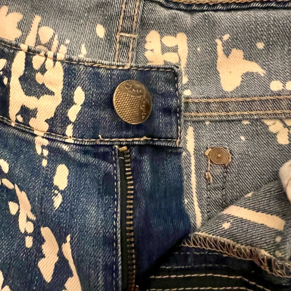 Free People Indigo Blue Patterned Flare Jeans - Picture 6 of 12